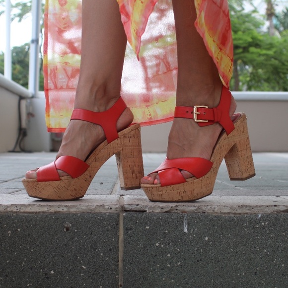 Michael Kors Shoes - Orange Michael Kors Cork Heels